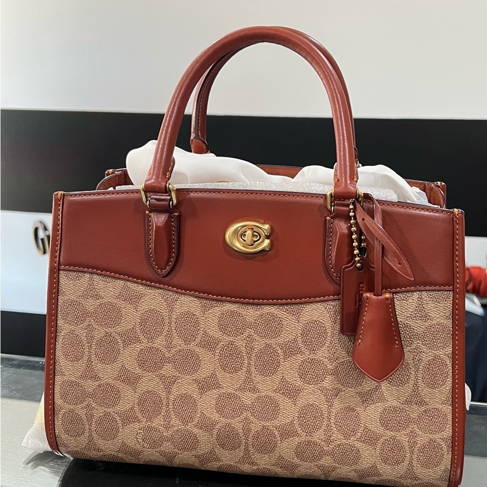 Coach BrownRust Brooke Carryall Satchel with Signature CC Monogram